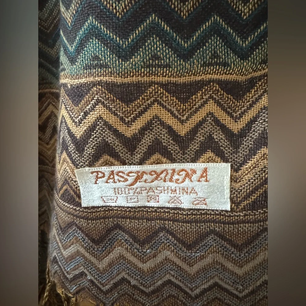 Pashmina shawl wrap scarf boho vibrant chevron pattern multicolor women OS‎